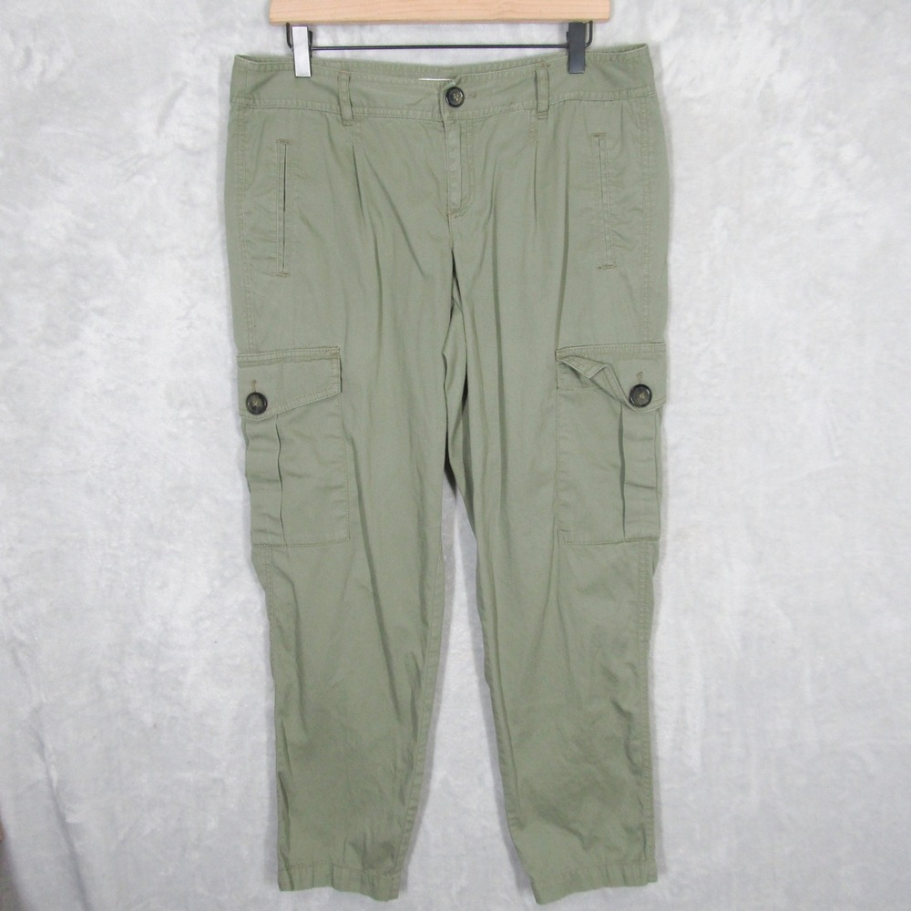 Michael Kors Womens Olive Green Cotton Twill Cargo Pants Tapered Size 10